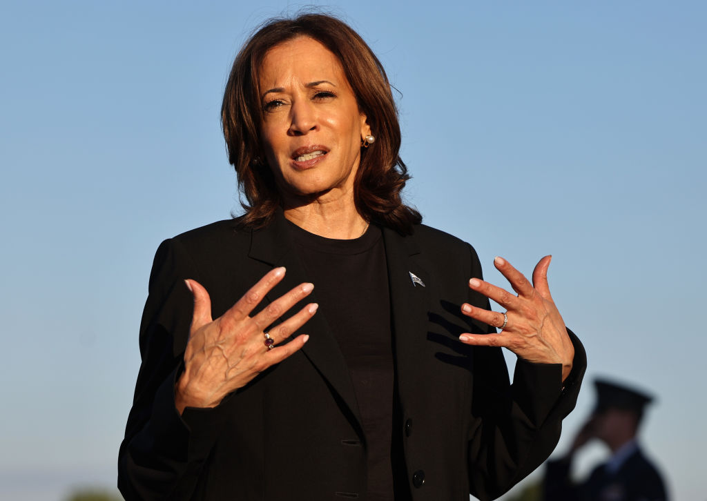 Harris, Colbert Share Beer, Talk Politics on ‘The Late Show’
