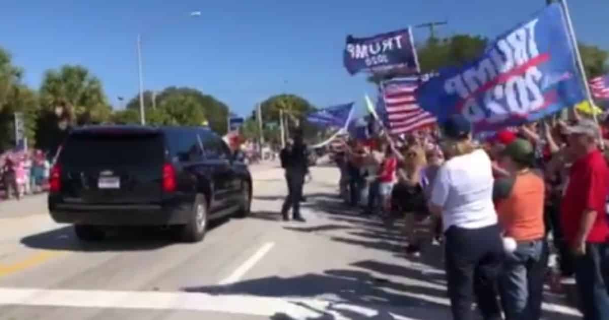 COMMENTARY: Video Shows Cheering Supporters Lining the Road as Trump’s Motorcade Drives Past on President’s Day