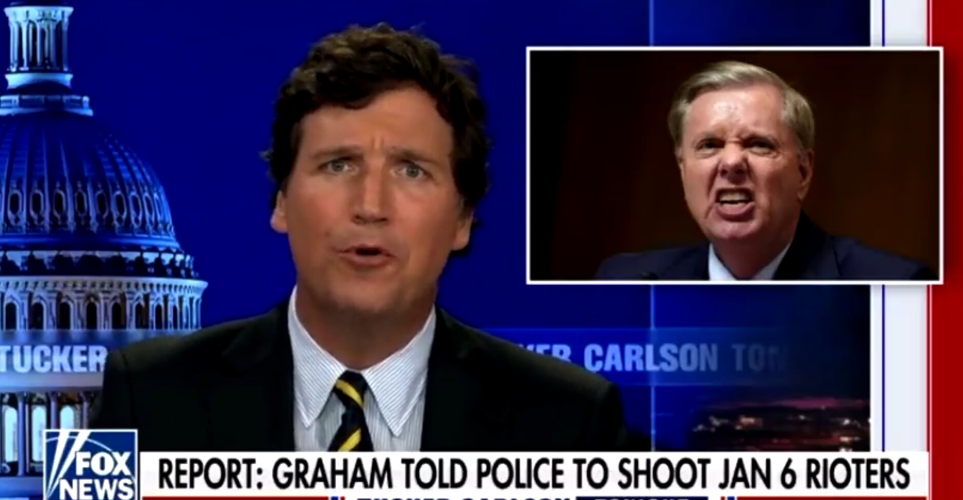 Tucker Carlson Slams Graham for Reportedly Telling Officers to Shoot Jan. 6 Rioters