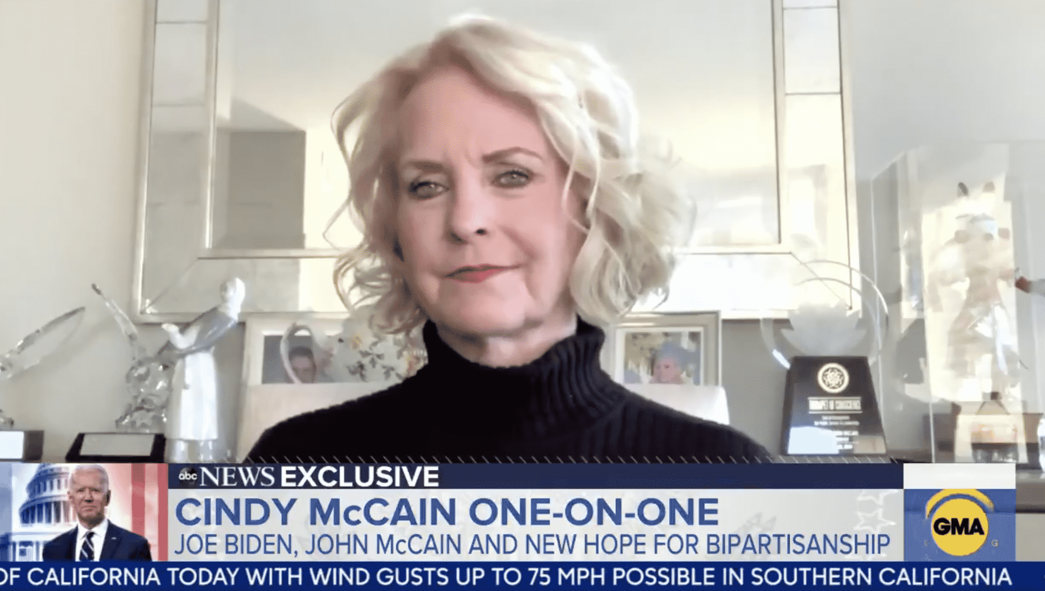 Cindy McCain Says Her Husband Would Have Told Biden ‘He Has Great Confidence in Him’
