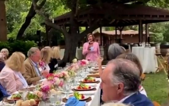 Video Shows Pelosi, DCCC Donors Enjoying Maskless Party as Masked Servants Attend Them