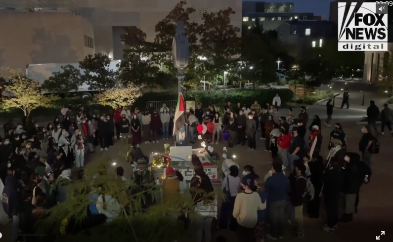 Pro-Palestinian Messages Seen Projected on Library at George Washington University