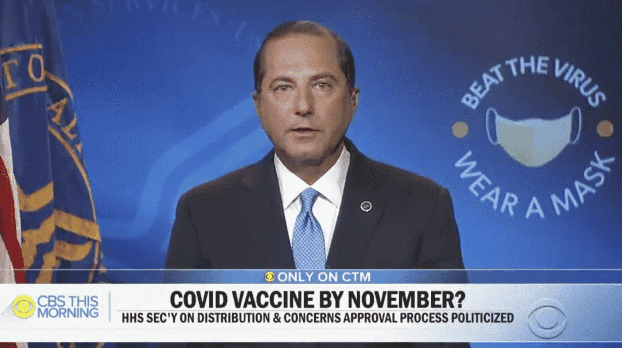 Azar Rejects Concerns Suggesting Politics Are the Driving Force Behind a COVID-19 Vaccine