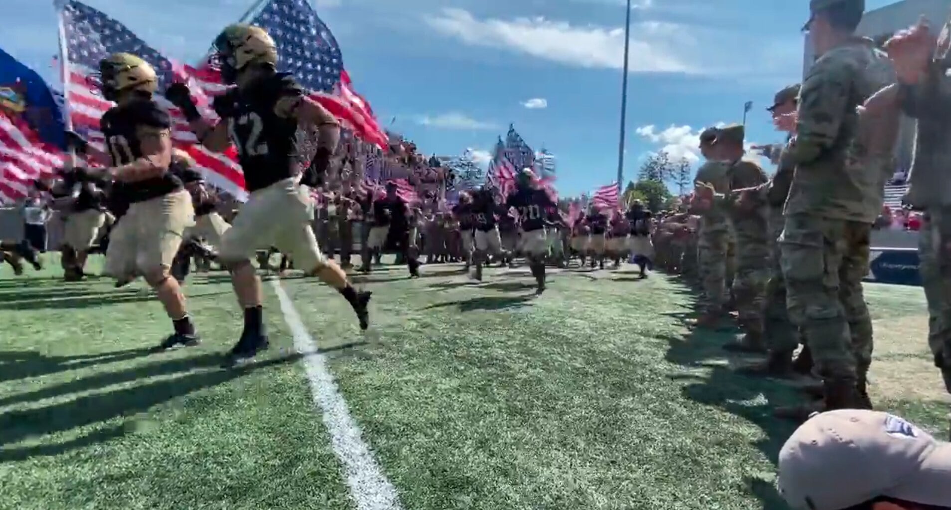 To Honor 9/11 Fallen, Army Football Team Runs Onto Field With American Flags