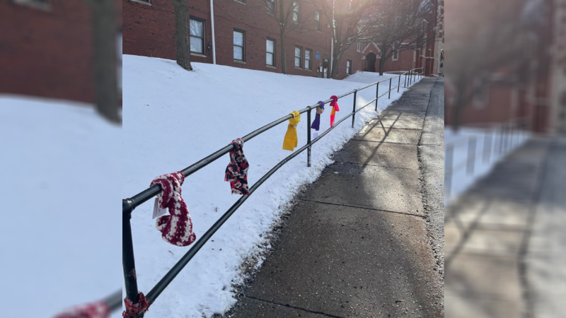 Bus Stops and Fences ‘Scarf Bombed’ by Crochet Donations to Keep People Warm