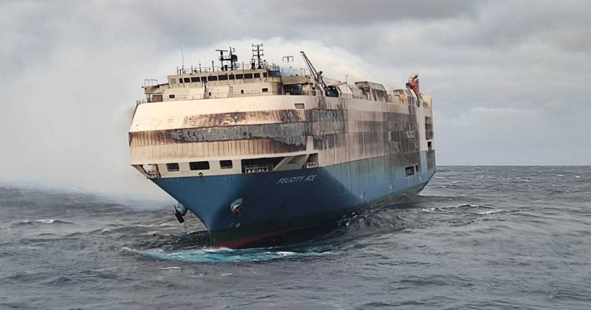 Eerie Photos: Cargo Ship Carrying Thousands of Luxury Cars Finally Sinks After Burning for 13 Days