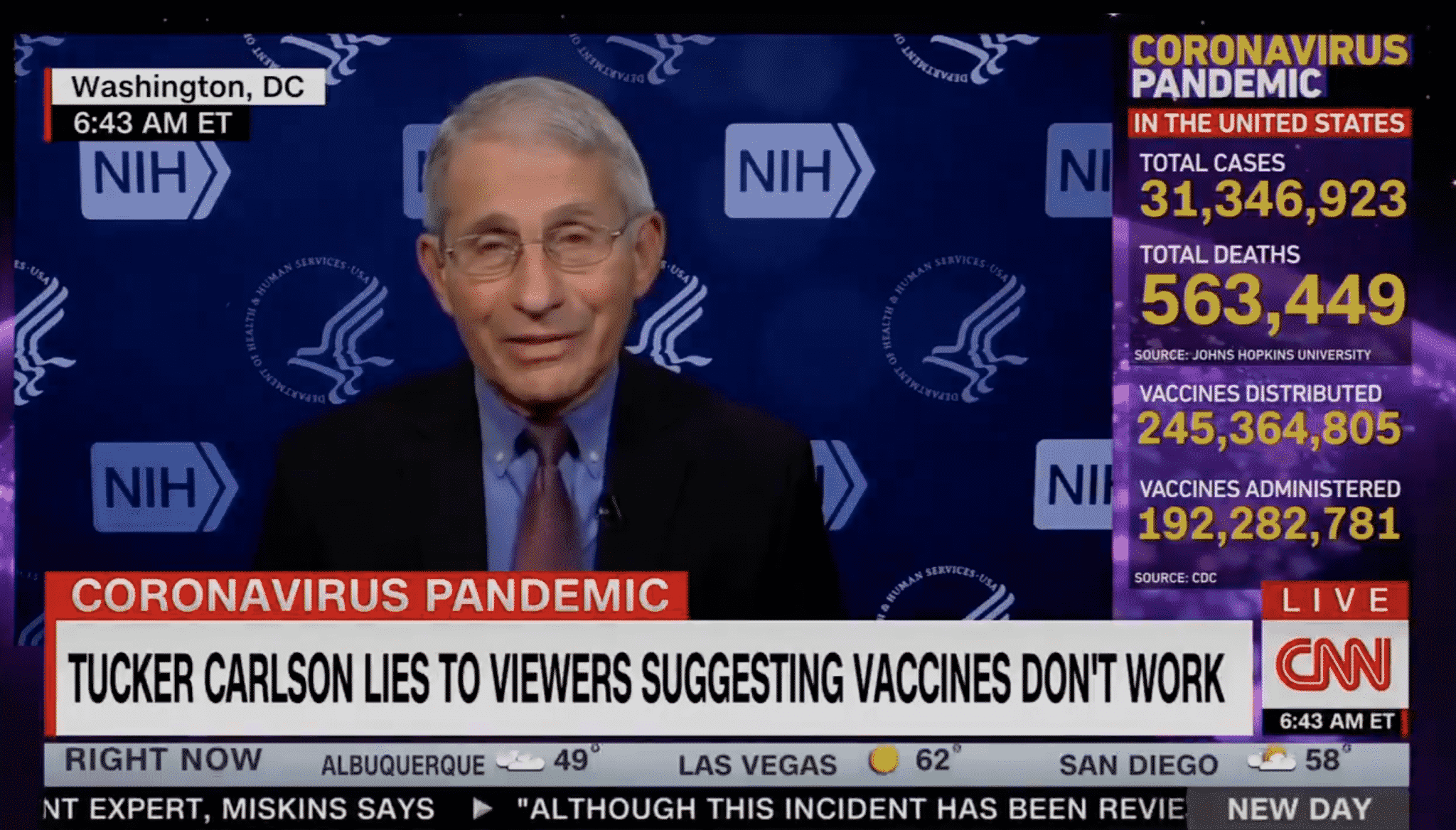 ‘A Typical Crazy Conspiracy Theory’: Fauci Slaps Down Tucker Carlson’s Vaccine Claim