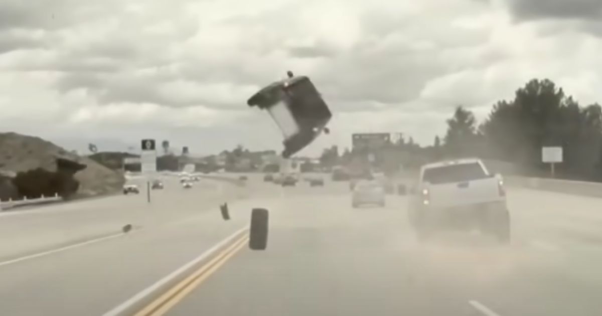 ‘Like a Stunt from a Movie’: Dashcam Shows Moment Loose Tire Launches Car Into a Sky-High Flip