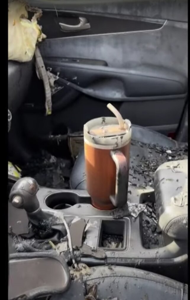 Company Replaces Vehicle After Thermos Survives Car Fire