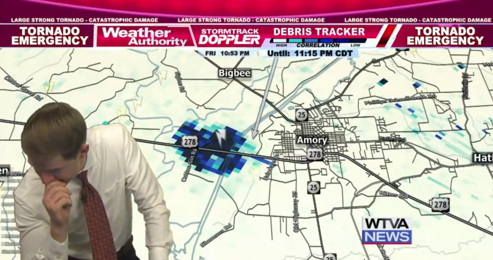 Watch: Weatherman Breaks Down, Starts Praying on Air as Tornado Barrels Toward Town