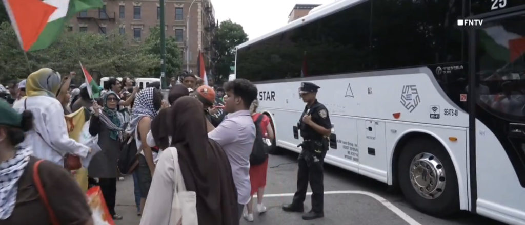 Pro-Palestinian Protesters Swarm Campaign Busses Of Dems Who Called For Ceasefire In Gaza
