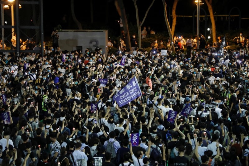 Police Fire Pepper Spray During Hong Kong Tiananmen Memorials