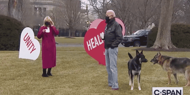Spreading ‘Joy’: The Bidens View Giant Valentine’s Day Hearts Installed at WH