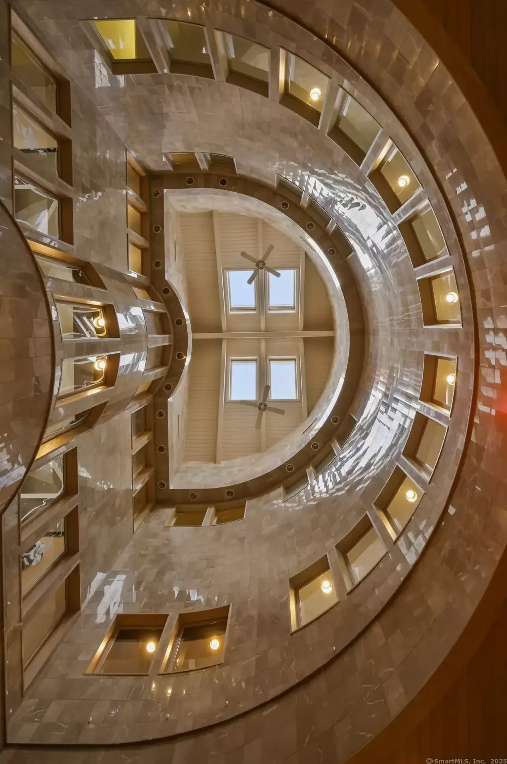 Looking up into the foyer's domed skylight.
