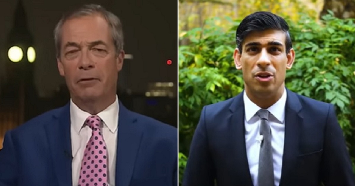 Nigel Farage Reacts to Rishi Sunak Becoming New PM: ‘A Globalist if Ever I Saw One’