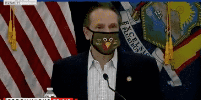 ‘I’m Better Looking With the Mask’: NY Gov. Cuomo Reveals Face Mask With a Thanksgiving Theme