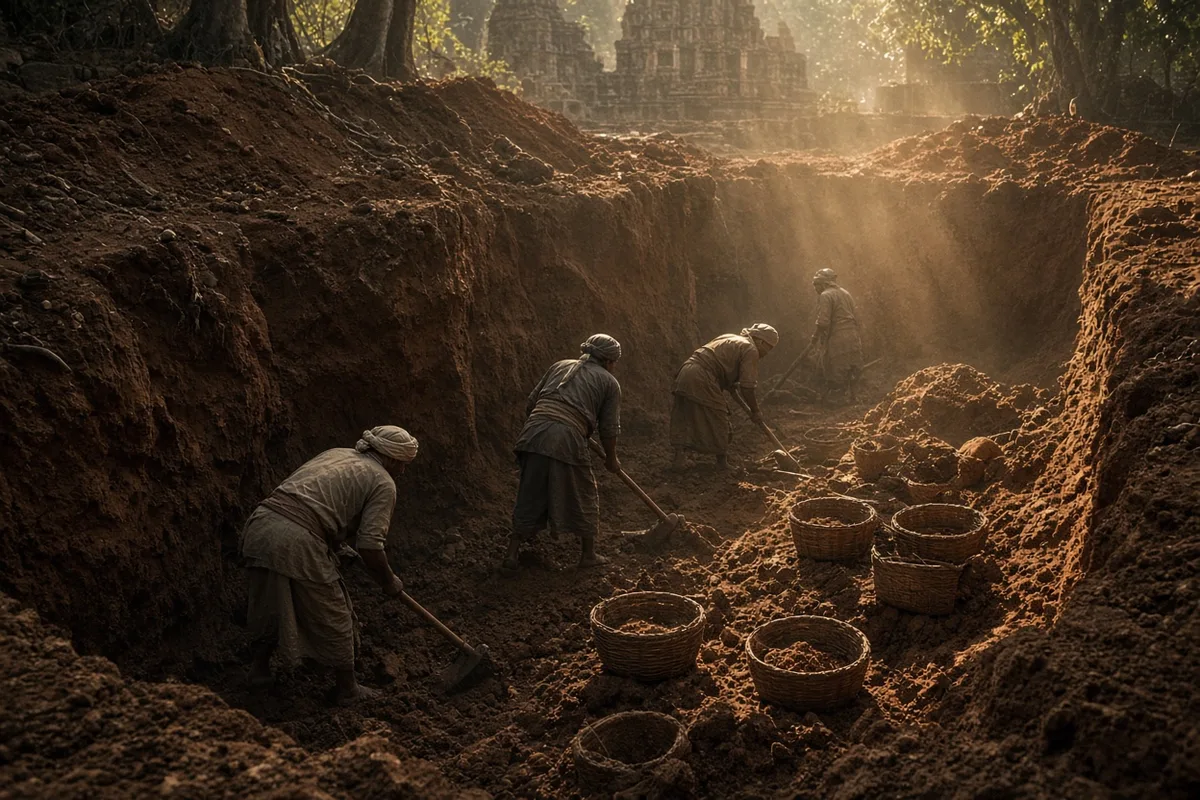 Excavation at the site uncovered three ancient wooden crosses buried in the ground.