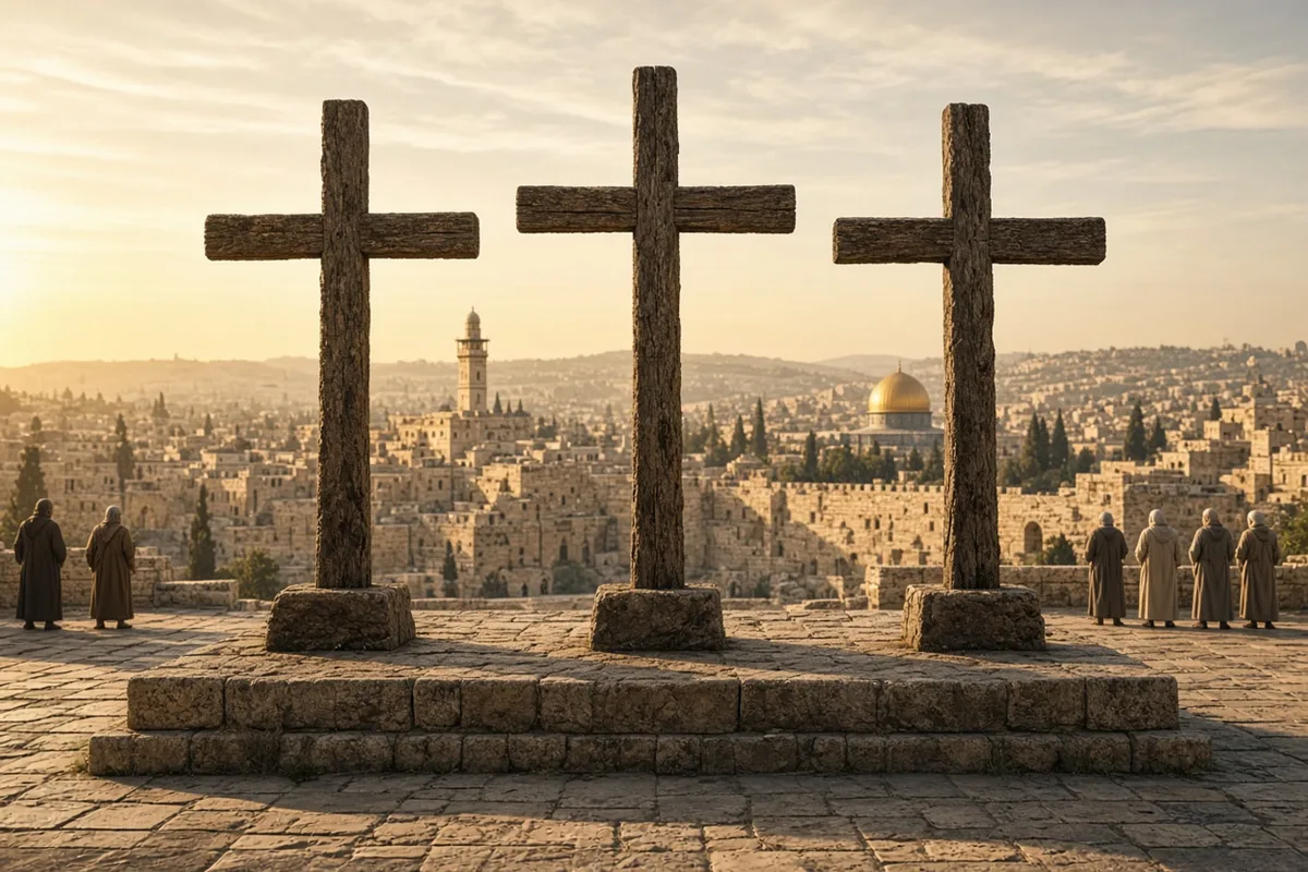 Contemporary church historians recorded the recovery of three crosses from the excavation.
