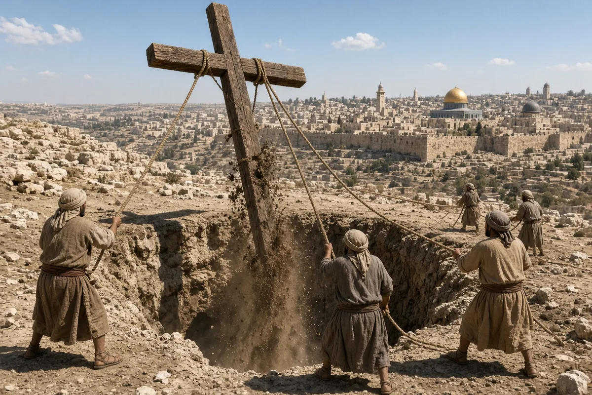 Helena oversaw the recovery of the True Cross from the place of the crucifixion.