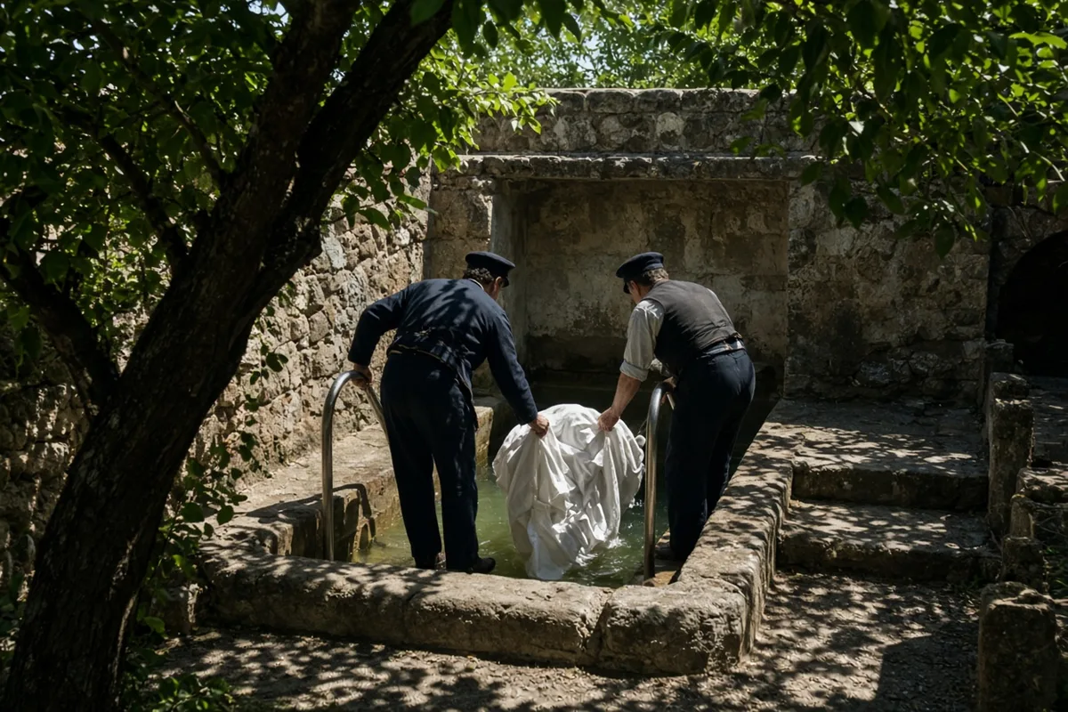 The relative underwent immersion in the Lourdes spring waters as part of the traditional ritual.