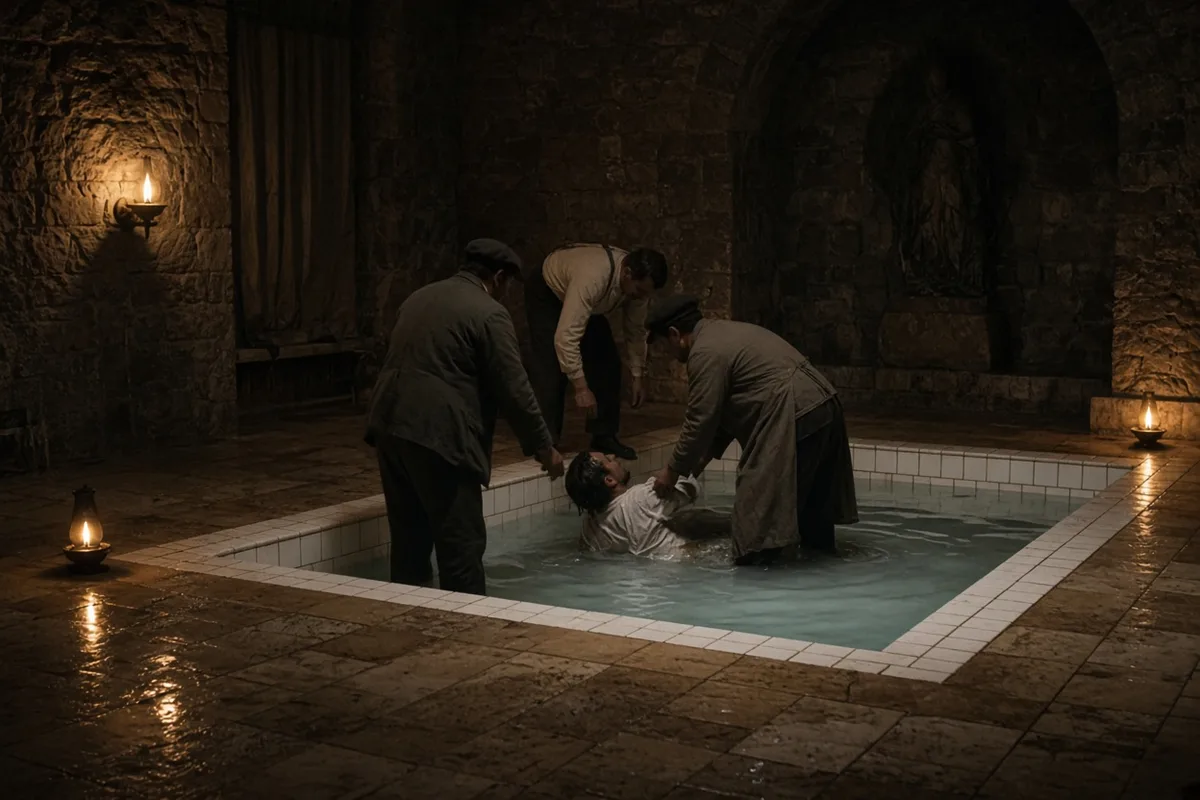 Peter Smith was immersed in the Lourdes baths as part of the pilgrimage rituals.