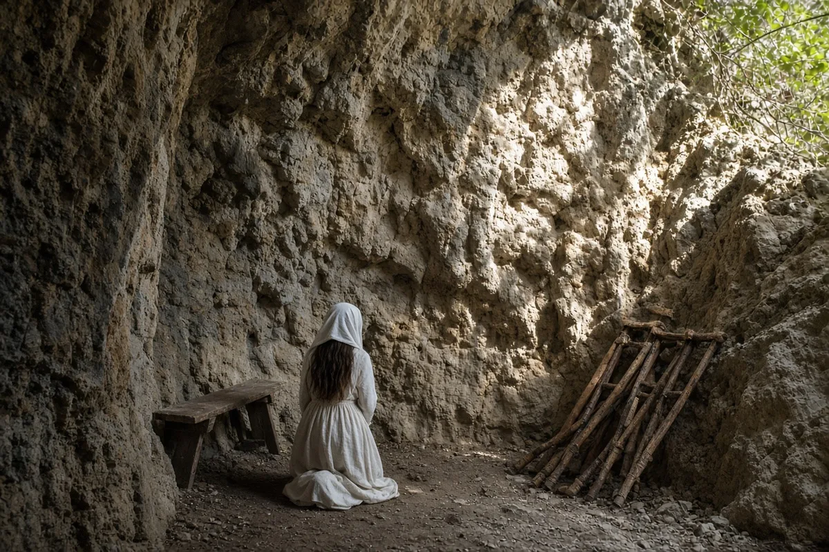 Marie Bailly was brought to the Lourdes grotto where many pilgrims sought healing.