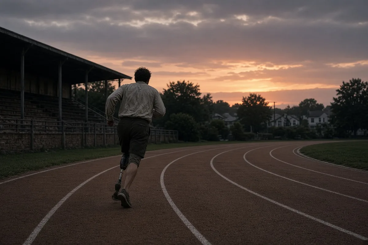 Terry Fox trained in secret for fourteen months, building up to marathon distances daily on his prosthetic leg before revealing his plan to run across Canada.