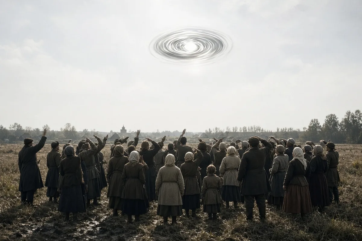 Eyewitnesses in Hrushiv documented the sun exhibiting unusual rotational movement during the reported apparitions.