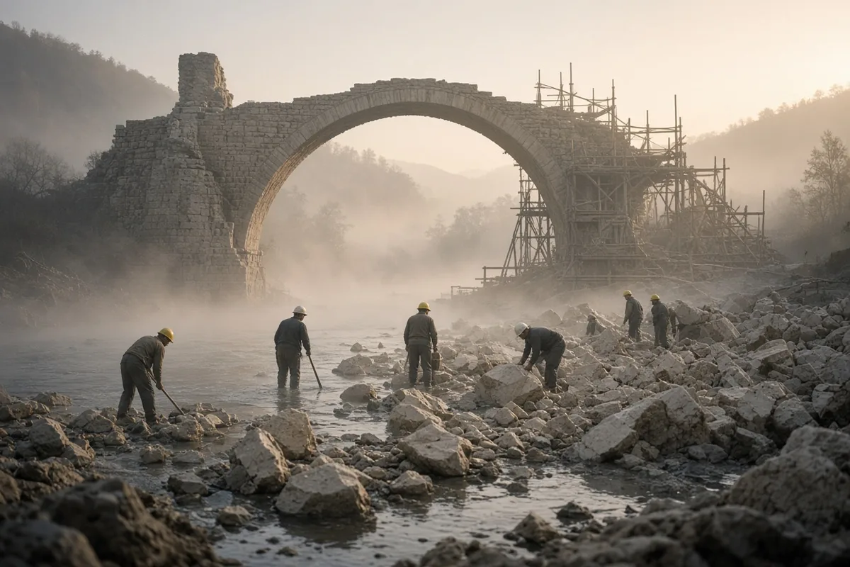 After its destruction in 1993, the Stari Most bridge in Mostar was rebuilt starting in 2001 with international funding and completed in 2004.