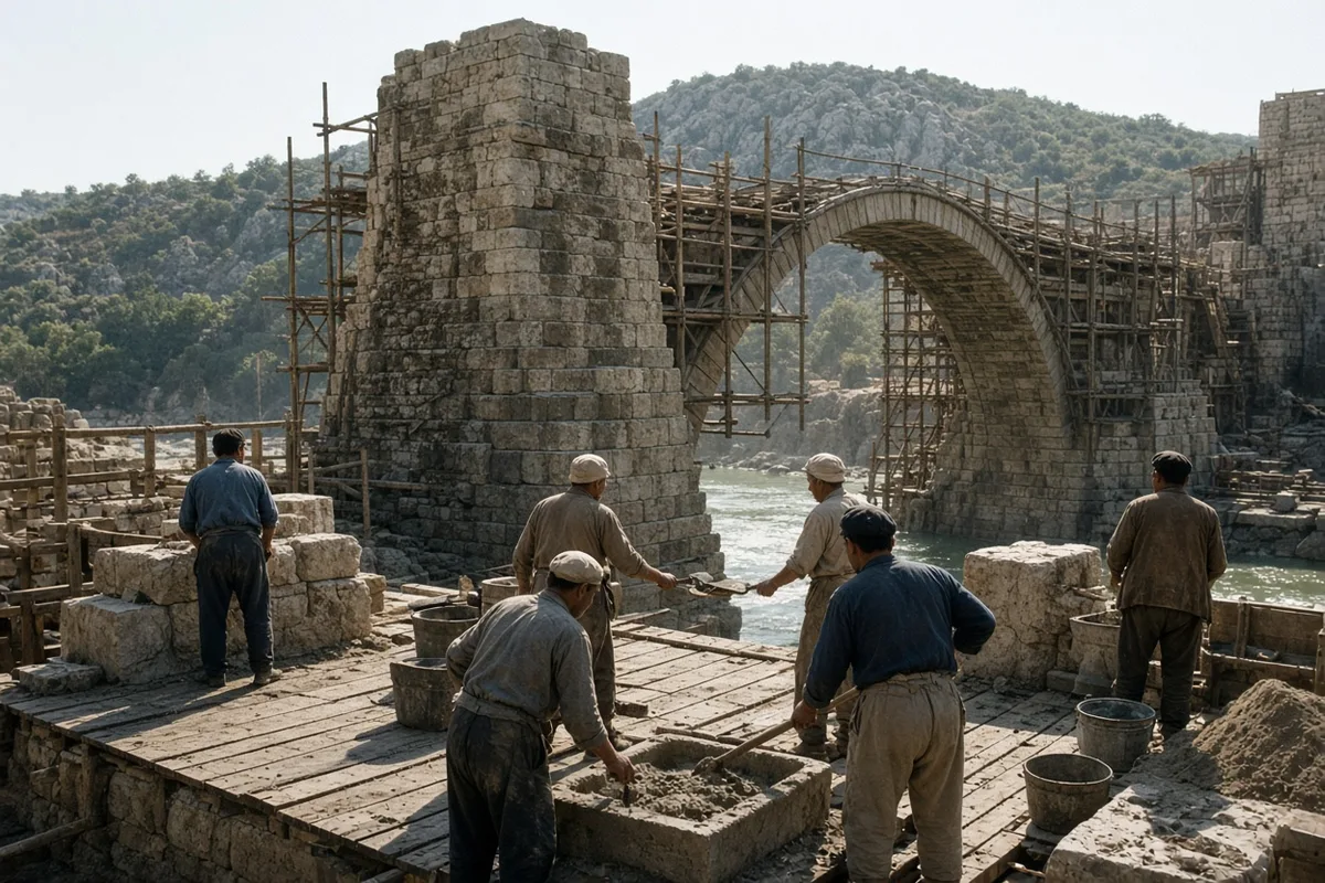 Former combatants from different ethnic groups worked side by side on the reconstruction as a symbol of reconciliation.
