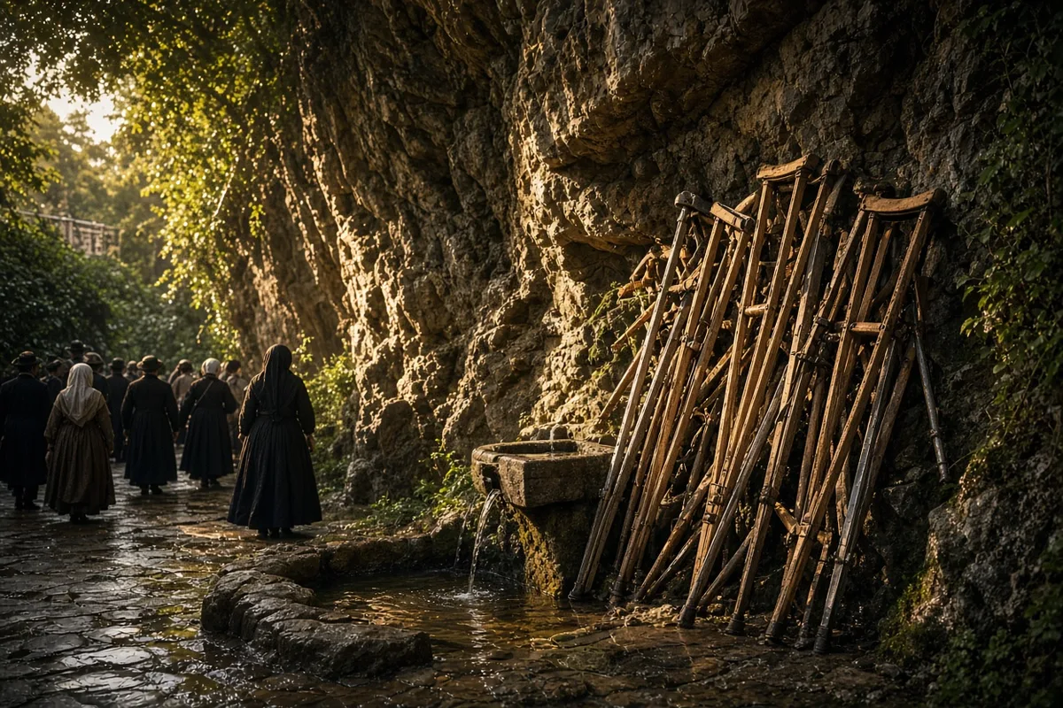 Pilgrims visit the grotto where the spring water is believed to have healing properties.