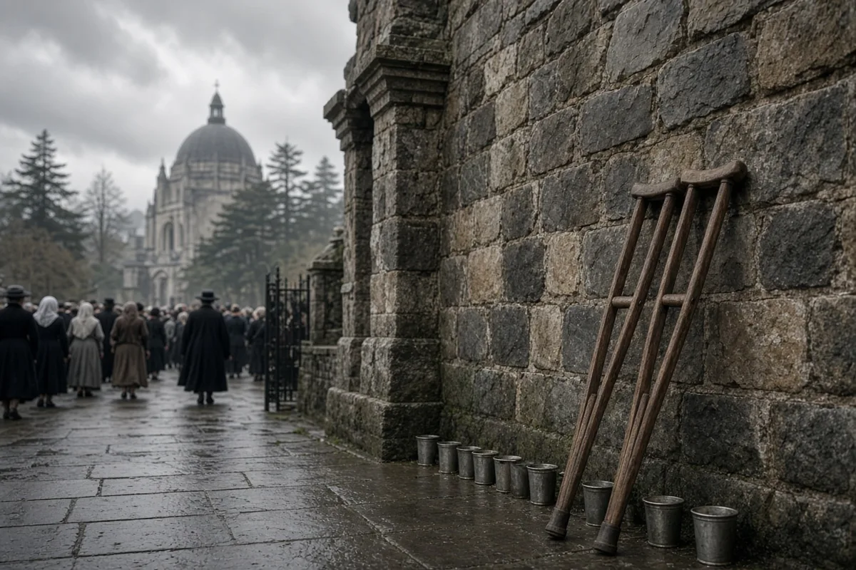 Pilgrims in the 1950s arrived at Lourdes carrying personal medical aids.