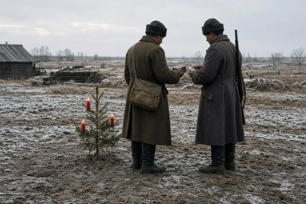 During the truce, opposing soldiers exchanged gifts such as food, tobacco, and souvenirs.