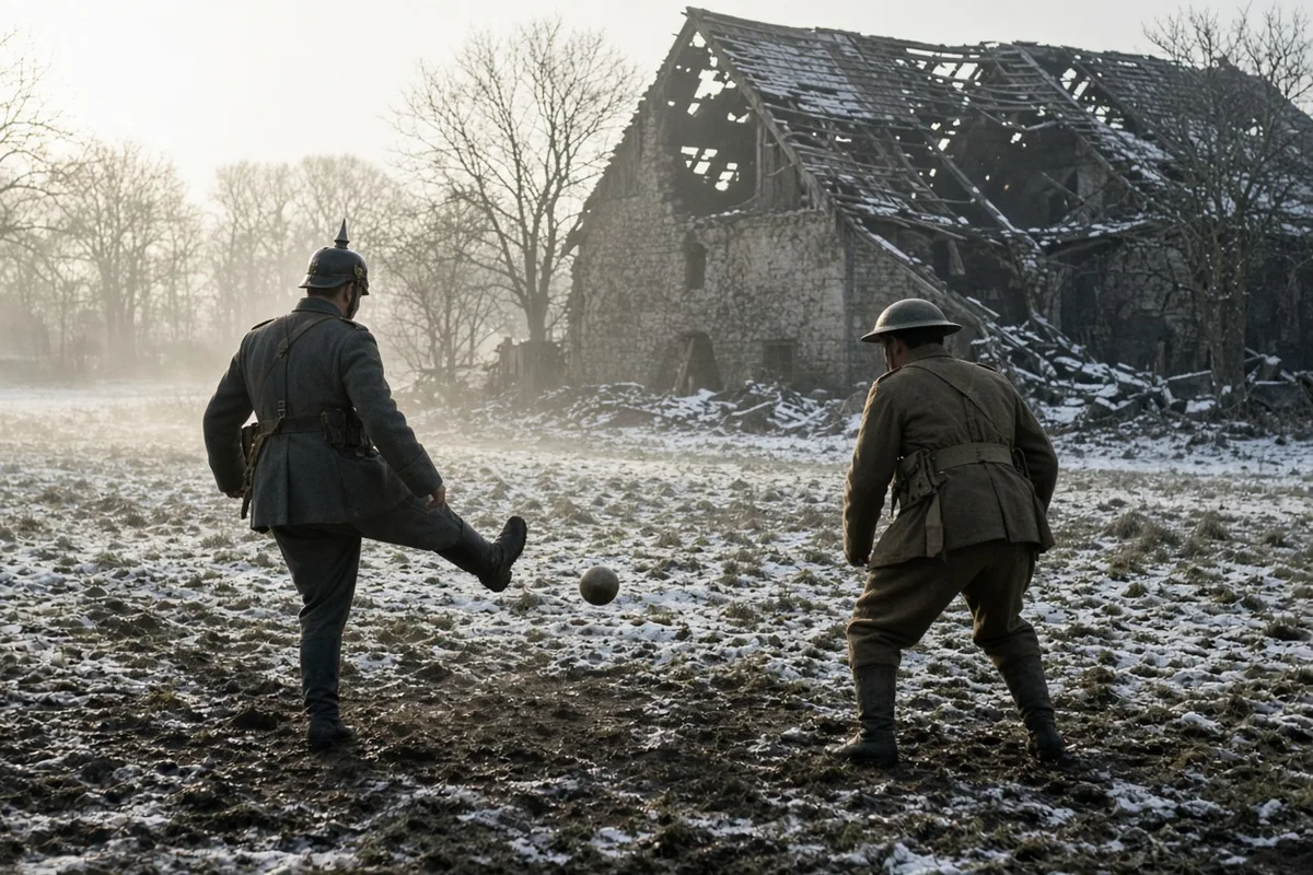 The Christmas Truce match allowed soldiers from both armies to play together without weapons.