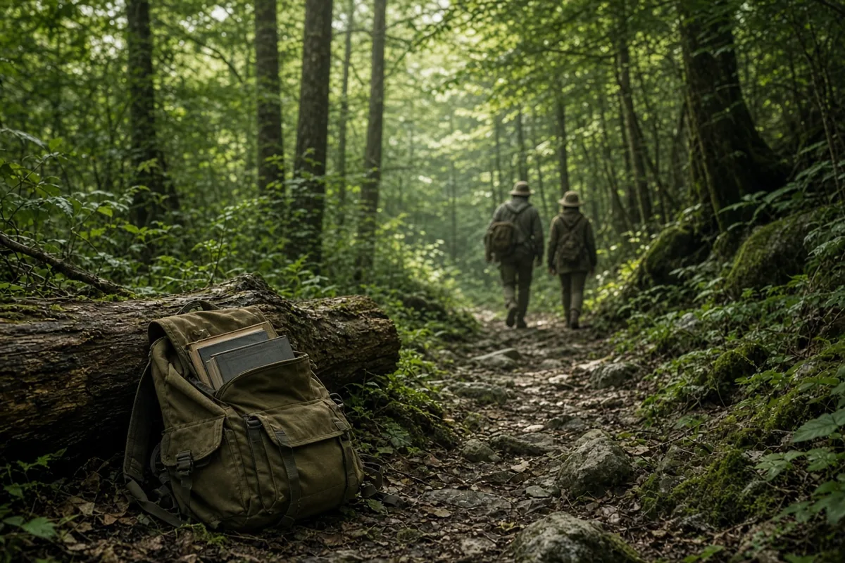 Carrying the books with him, Collins hiked toward a secluded waterfall while reflecting on the texts.