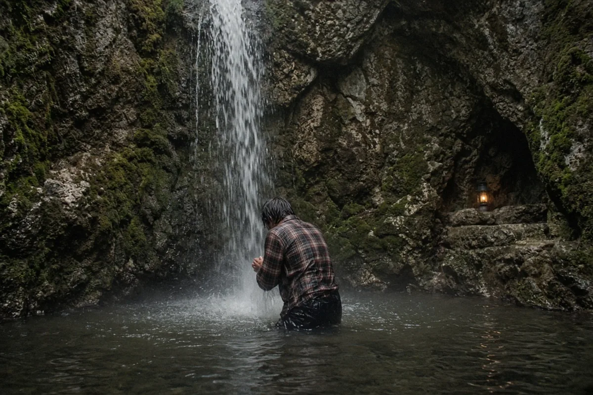 In 1978 Collins knelt in the waterfall and surrendered his life to Christ after months of reading Lewis and the Gospels.