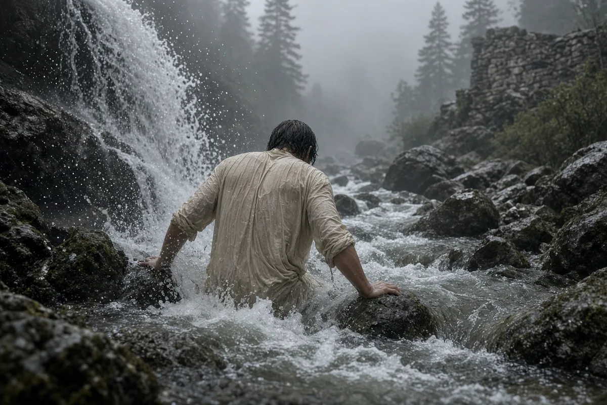 The Language of God describes Collins kneeling in the waterfall as the moment his resistance to faith began to dissolve.