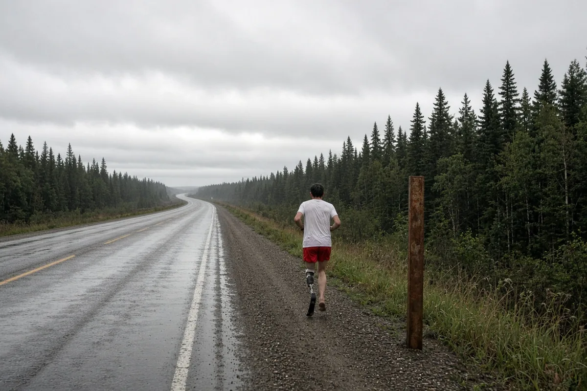 Daily medical logs recorded that Fox maintained an average of 42 kilometres per day through rain and headwinds in the Maritimes.