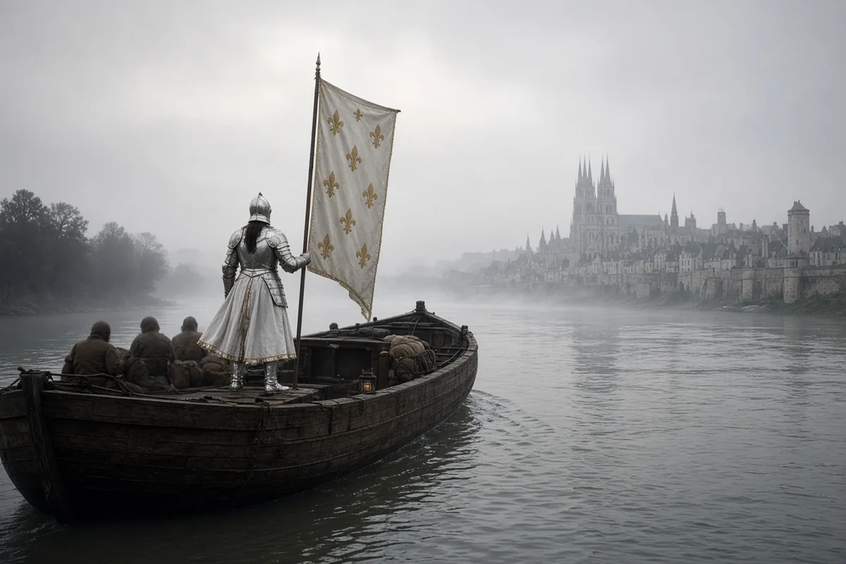 Joan of Arc entered Orléans by boat on 29 April 1429, delivering supplies that sustained the besieged defenders.