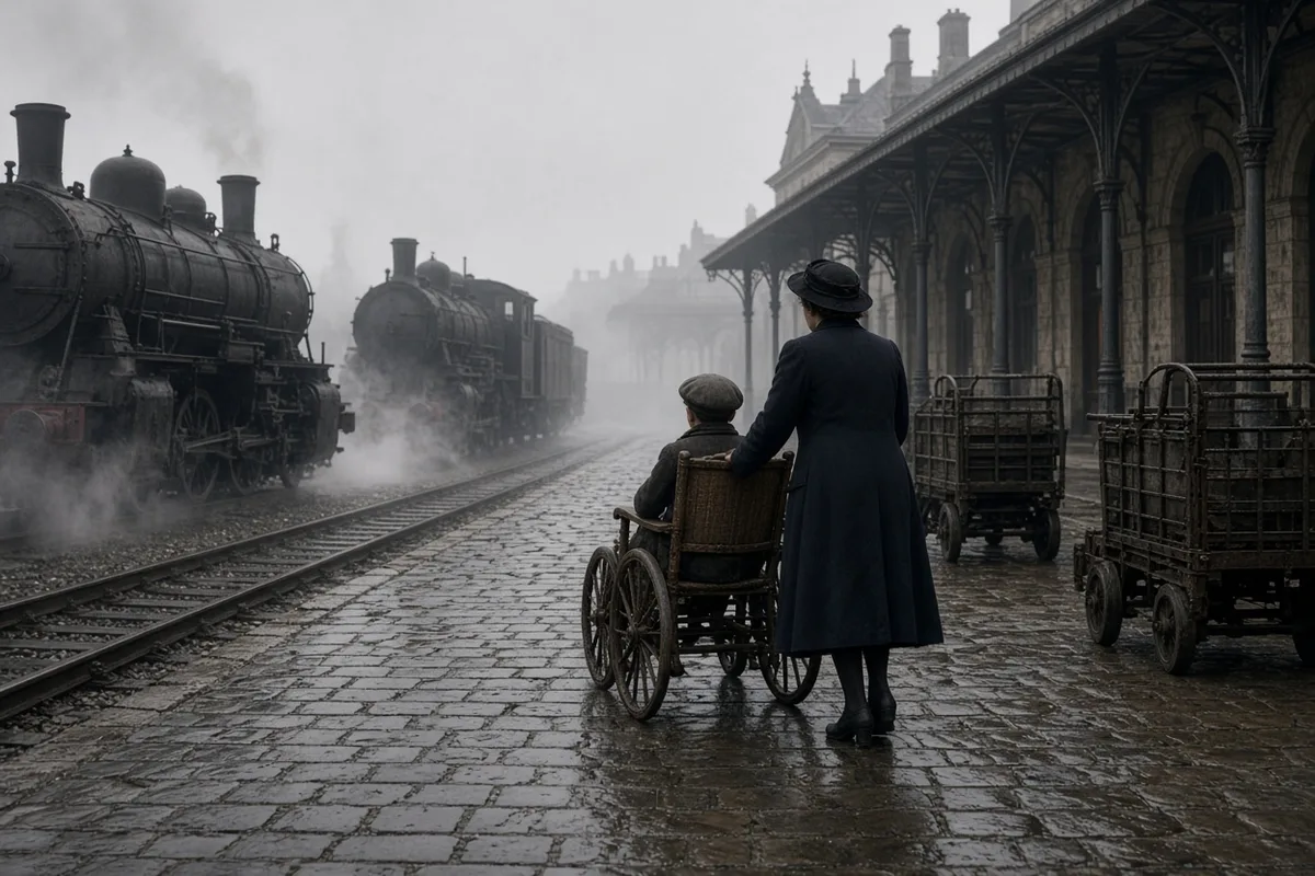 Elisa Aloi arrived by train in Lourdes with her paralyzed son during the 1954 pilgrimage season.