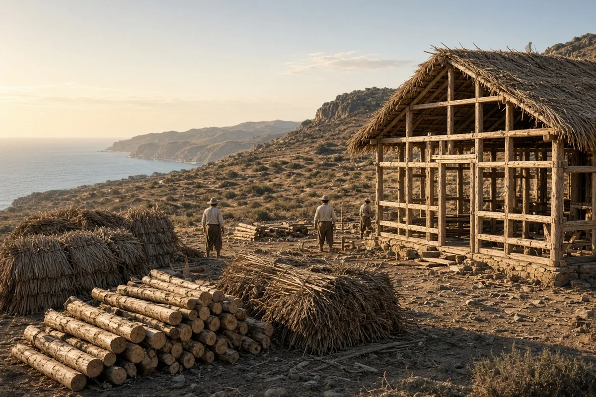 Father Damien built homes for the residents of the isolated colony.