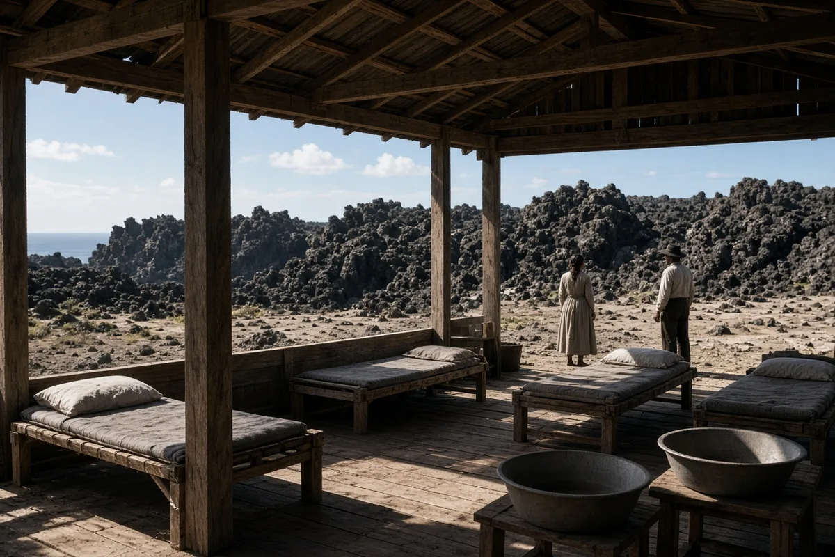 Father Damien erected basic hospitals to care for the sick residents.