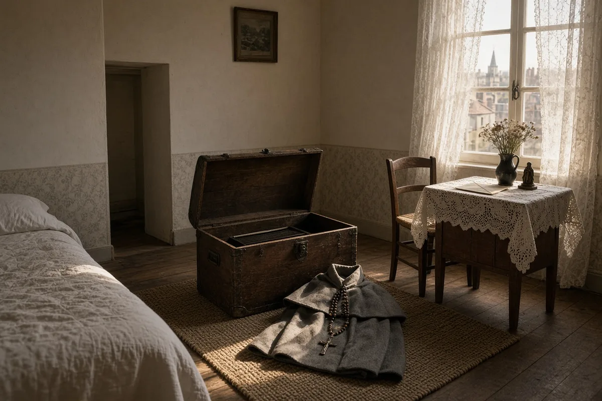 Thérèse prepared her few belongings before leaving her family home for the Carmel.