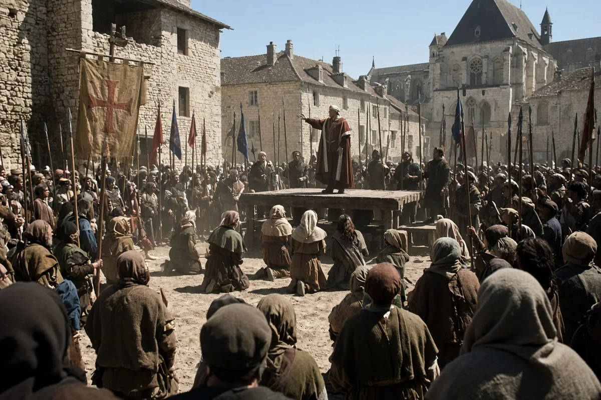 Bernard preached the launch of the Second Crusade at Vézelay in March 1146 to a large assembled crowd.