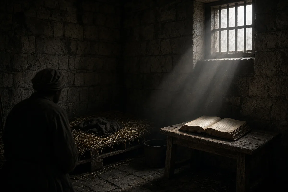 John Bunyan began his spiritual awakening by studying scripture during his imprisonment in Bedford Gaol.