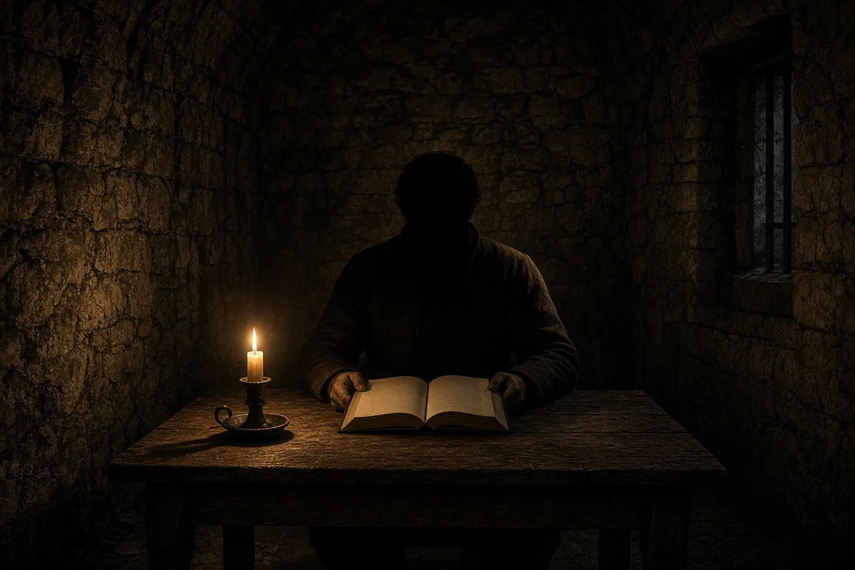 Bunyan recorded intense struggles with doubt and conviction of sin while confined in the gaol.