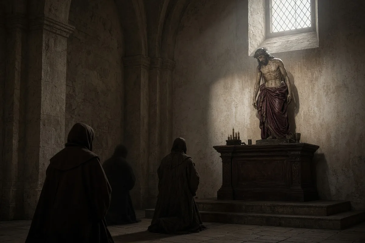 Teresa paused before an image of Christ at the column and was struck by the contrast between her own life and the suffering she beheld.