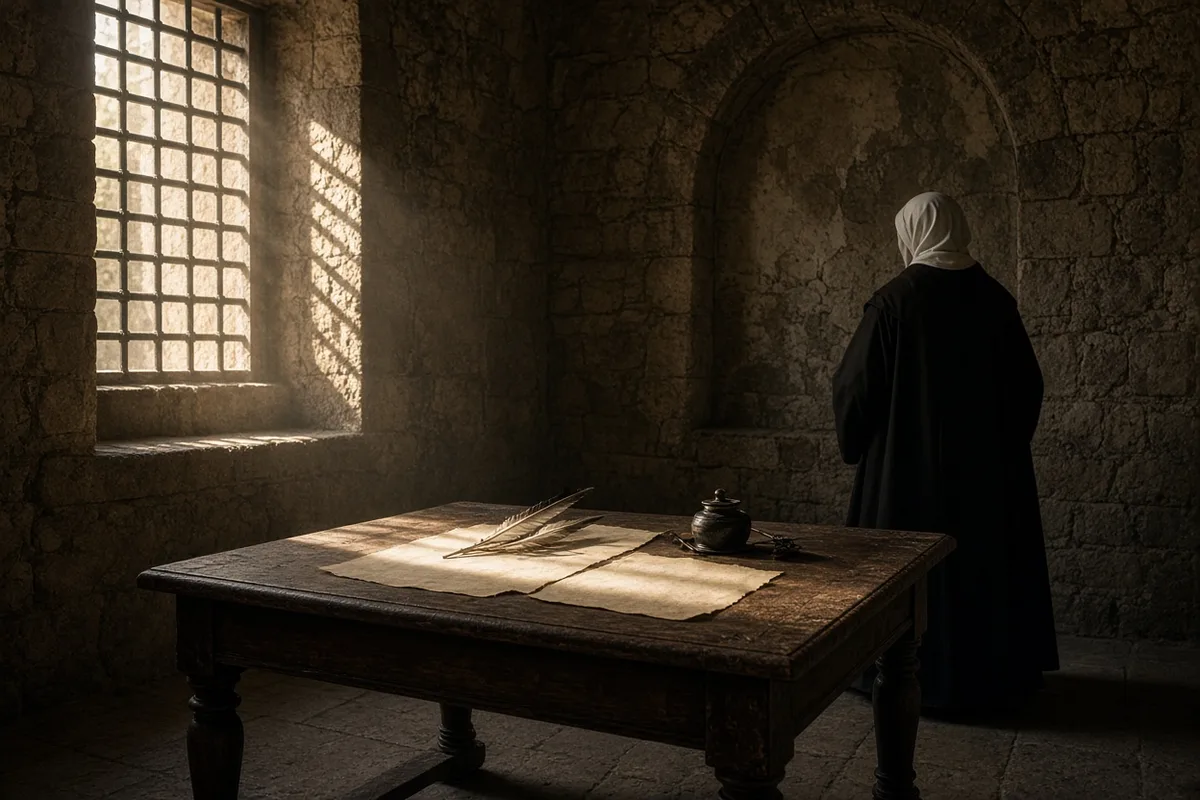 Catherine dictated letters from Siena urging Pope Gregory XI to return the papacy to Rome.