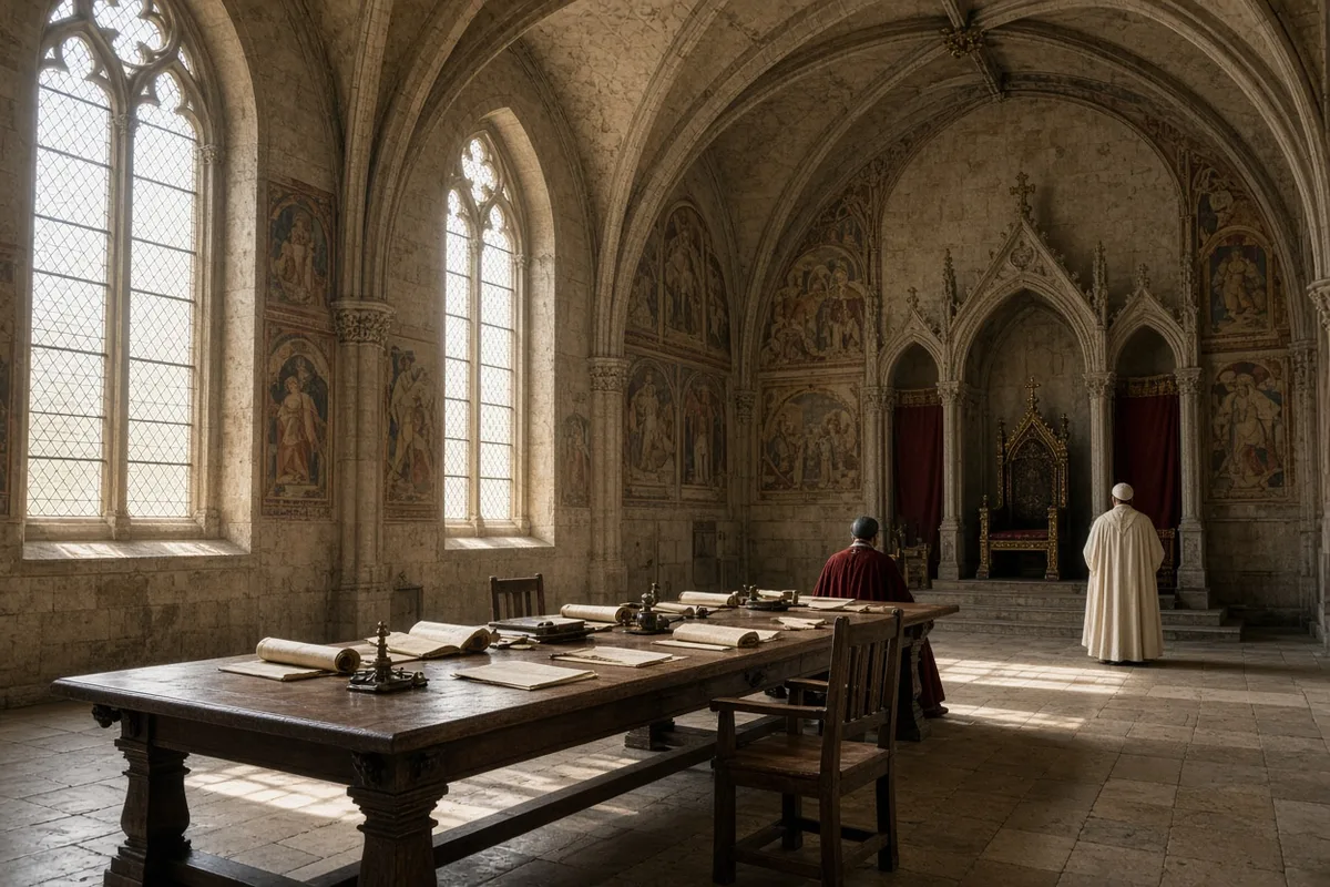 Catherine was granted an audience with the pope and his cardinals inside the Avignon palace.