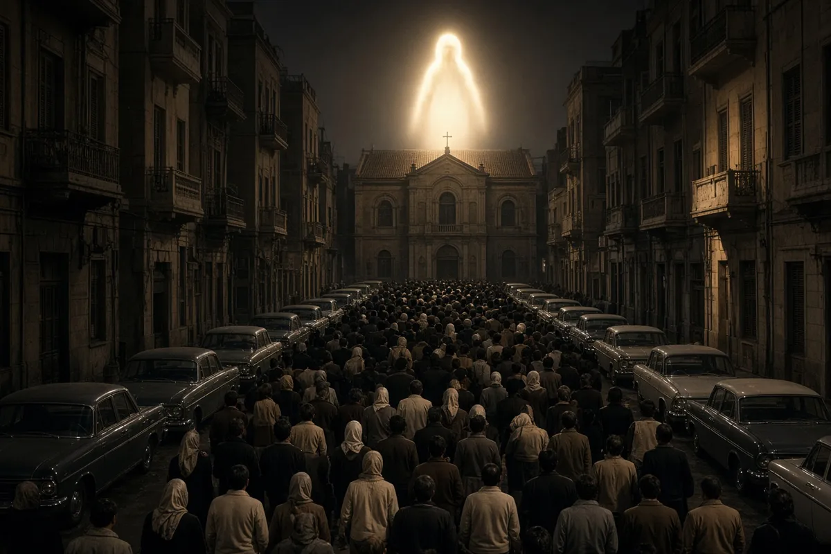 Thousands of witnesses gathered in the streets of Zeitoun to observe the luminous figure over the course of the events.